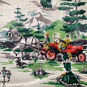 Contraption chintz, 2 yards of 1940s vintage novelty fabric for home decor, man cave curtains image 8