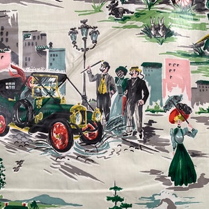 Contraption chintz, 2 yards of 1940s vintage novelty fabric for home decor, man cave curtains image 5
