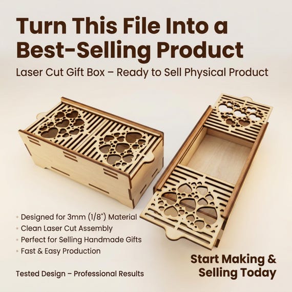 Laser Cut Valentine Box SVG, Glowforge Template for Wedding Birthday Gift