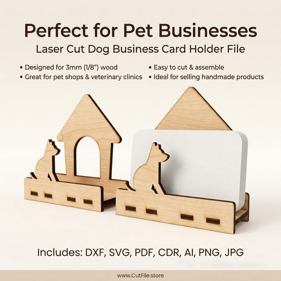 Dog Business Card Holder Laser Cut File | Pet Shop Display SVG