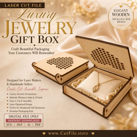 Luxury Jewelry Gift Box Laser Cut File SVG