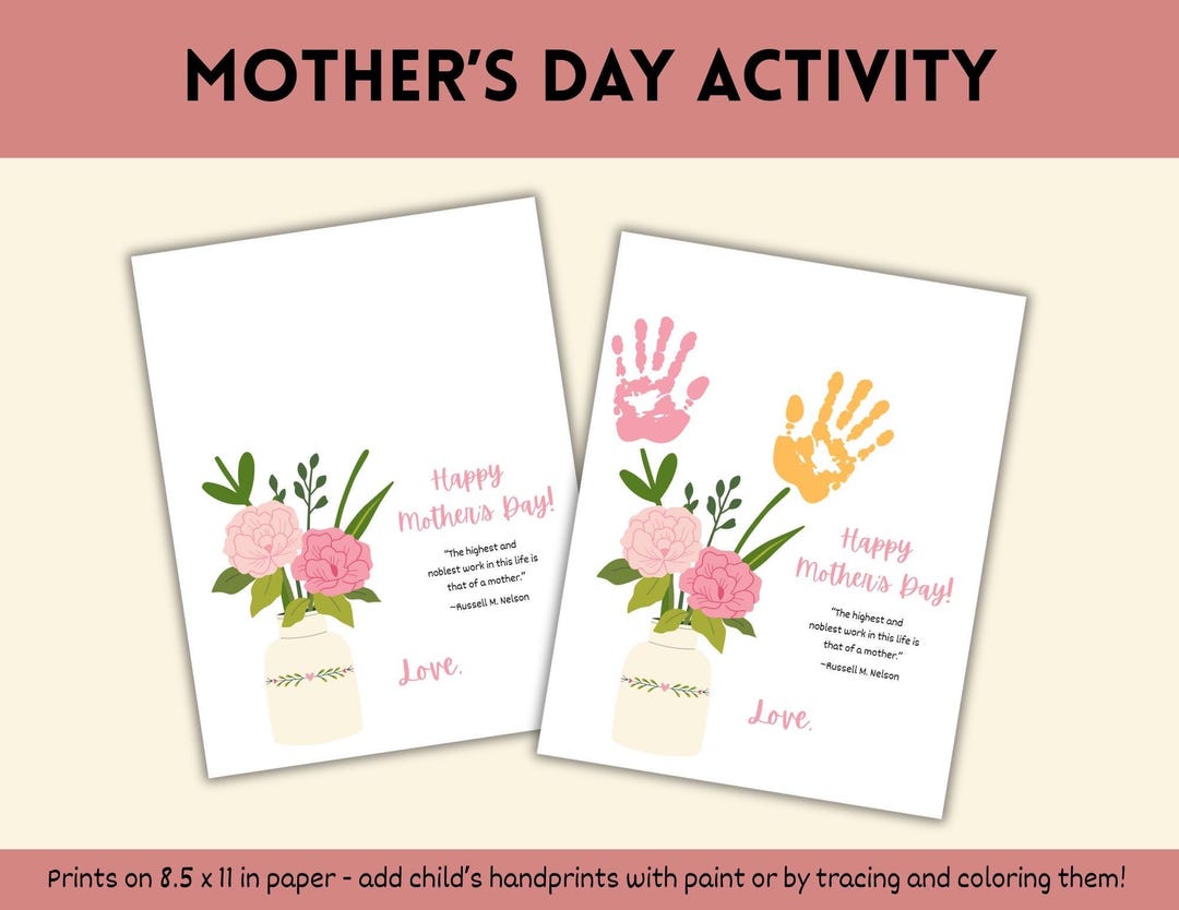 Mother's Day Handprint Card - Etsy