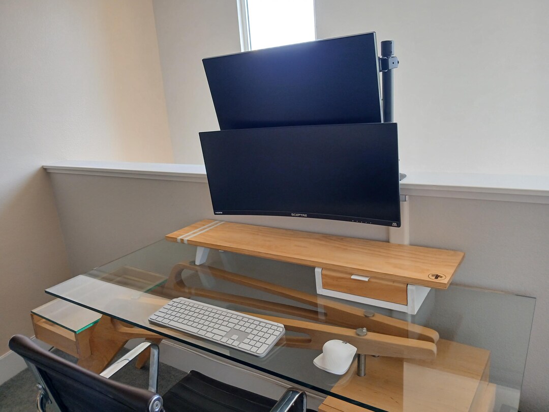 First & Fern Monitor Stand With Drawer (metal Inlay), Monitor Stand ...