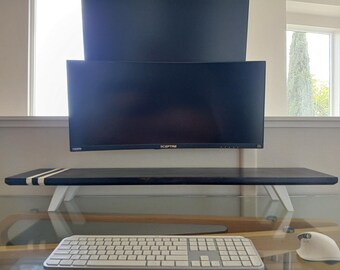First & Fern Monitor Stand Setup - Metal Inlay, Monitor Stand, Desk Shelf, Wood Monitor Stand, Laptop Stand, Monitor Riser