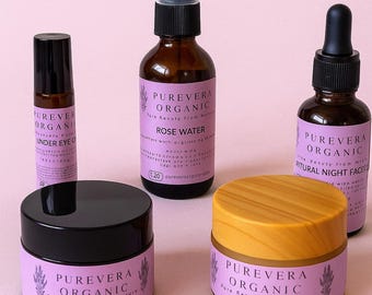 Natural Skincare Gift Set – Organic Face Care Set – Handmade Clean Beauty – Hydrating Cream + Face Oil + Toner – Self Care Gift for Her