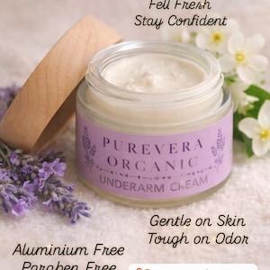 Crema desodorante natural para axilas: orgánica, sin aluminio, hecha a mano / sin aluminio ni plástico / cero residuos / regalo para papá imagen 1