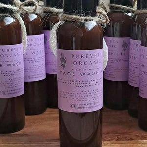 Gentle Organic Face Wash Gel/Natural Botanical Cleanser For Soft&Nourishet/Skin-AloeVera/RoseWater/Lavander /Handmade Skincare