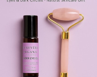 Rose Quartz Roller & Organic Under Eye Oil Set