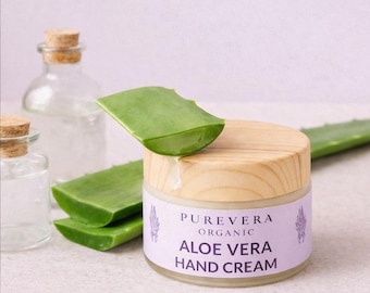 Crema de manos de aloe vera orgánica / Hidratante vegano artesanal para pieles sensibles
