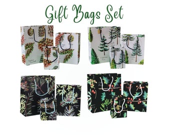 Paper Gift Bag Set - Evergreen Botanical | Christmas gift | Gift under 15