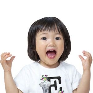 Alfabeto Animal Floral | Escolha sua Carta | Camisa Infantil | Camisa infantil personalizada | Presentes menores de 25 anos
