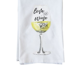 Flour Sack Towel | Love the wine  | Gifts under 10