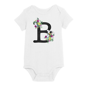 Alfabeto Animal Floral | Escolha sua Carta | Onesie de bebê personalizado | Camisa infantil personalizada | Presentes menores de 25 anos