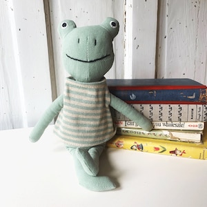 Plush Frog with Knit Striped Shirt