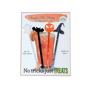 No Tricks Just Treats Drink Stirrers| Halloween Zombie Cocktail | Stir Sticks | Gifts under 20