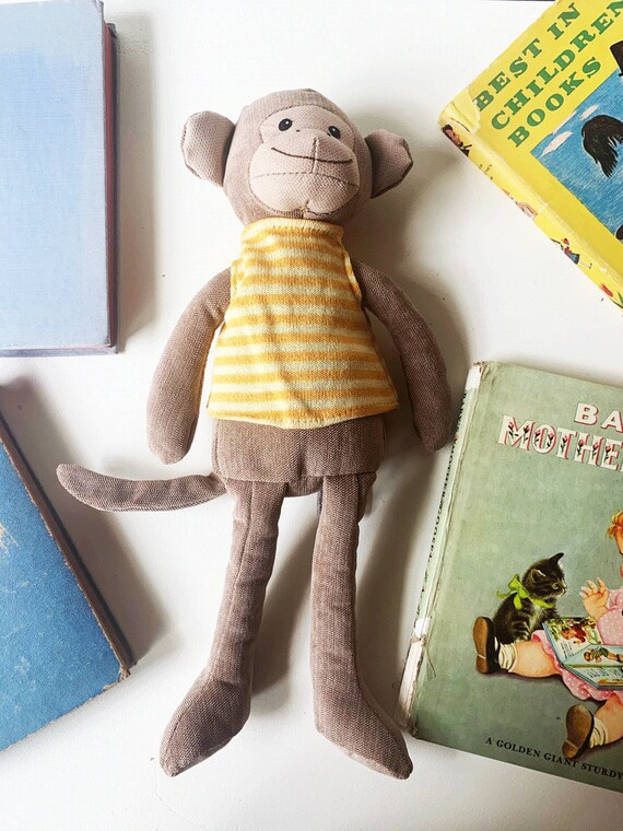 Mono de peluche con camisa de punto a rayas Etsy Espa a