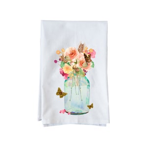 Fall Mason Jar | Organic Cotton Flour Sack Towel | Fun Towel | Gifts under 15