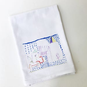 Personalized Flour Sack Towel | Child&#39;s Artwork | Your Photo| Recipe | Gifts under 25