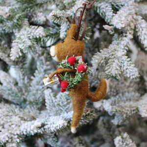 Reindeer Fox Christmas Ornament Felted Wool Fox Gifts under 20 image 2