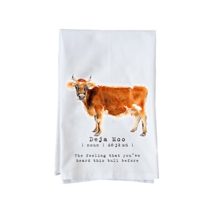Flour Sack Towel | Deja Moo | Fun Towel | Gifts under 10
