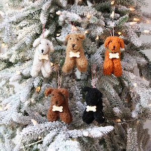 Curly Doodle Dog With Personalized Tag Ornament | Ornament | Gifts under 20
