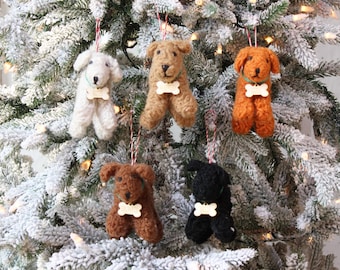 Curly Doodle Dog With Personalized Tag Ornament | Ornament | Gifts under 20