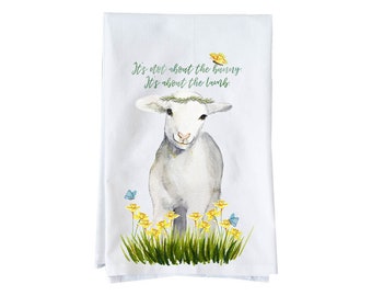 About The Lamb Kitchen Towel | | Flour Sack Towel| Easter| Holiday | Gifts under 15