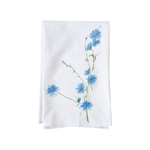 Blue Wildflowers Kitchen Towel  | Flour Sack Towel | Floral, Spring | Gifts under 16