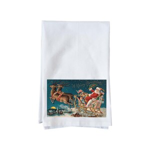 Vintage Weihnachtsmann Postkarte Küche Handtuch | Dekorative weihnachtliche Handtücher Geschenke unter 15 Jahren