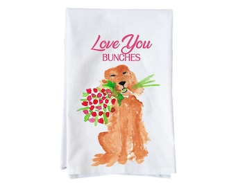 Love You Bunches Doodle Dog Kitchen Towel | Flour Sack Towel | Dog Towel | Gifts under 15