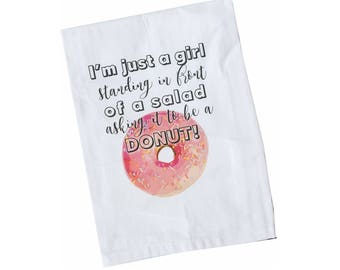 Flour Sack Towel | Salad Donut | Fun Towel | Gifts under 10