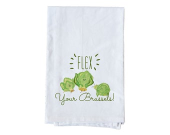 Cotton Flour Sack Towel | Flex Your Brussels | Fun Towel | Gifts under 10
