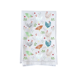 Chicken Scratch Kitchen Towel | Flour Sack Towel | Chicken | Gifts under 15