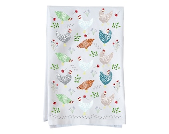 Chicken Scratch Kitchen Towel | Flour Sack Towel | Chicken | Gifts under 15
