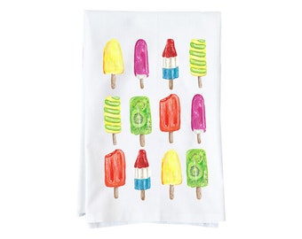 Popsicles Summer Kitchen Towel  | Flour Sack Towel | Floral, Spring | Gifts under 15