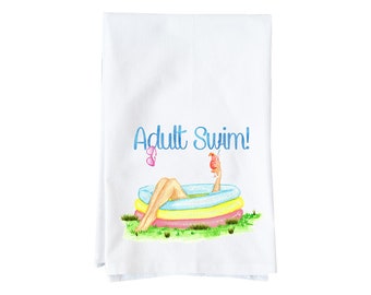 Adult Swim Summer Kitchen Towel  | Flour Sack Towel | Floral, Spring | Gifts under 15