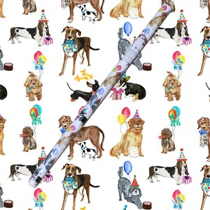 Pup&#39;s Party Original Art Wrapping Paper (4 SHIP FREE)