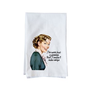 Nooit problemen gehad Keukenhanddoek | Handdoek van biologisch katoen met meel | Leuke handdoek | Cadeaus onder de 16