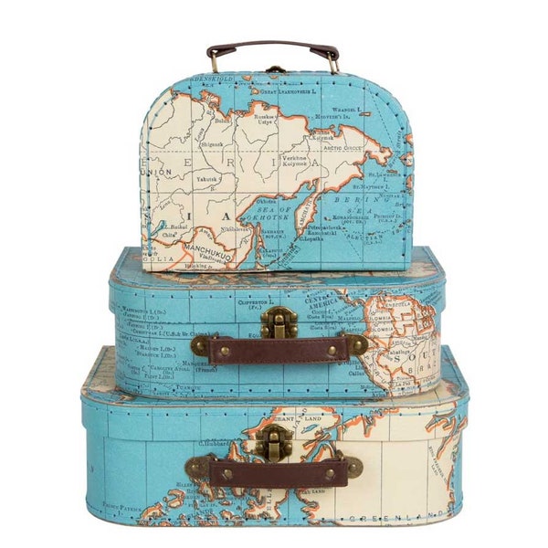 Map Traveler | Gifts under 15 | Paper Suitcases | Three Size Options