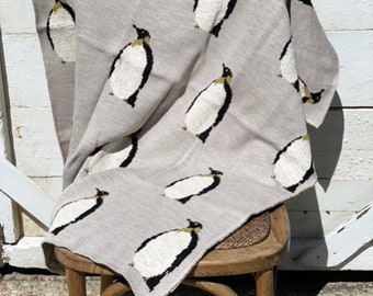 Cotton grey color Penguin Baby Blanket