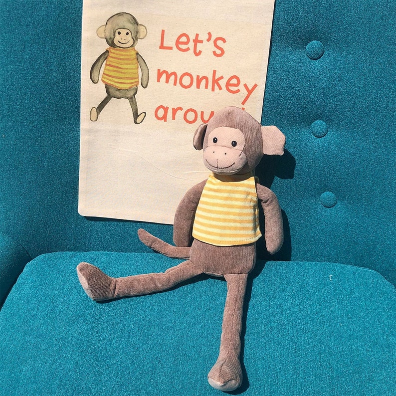 Plush Monkey with Knit Striped Shirt image 1