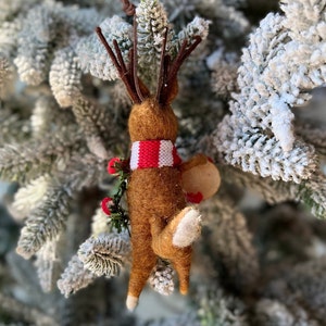 Reindeer Fox Christmas Ornament Felted Wool Fox Gifts under 20 image 3