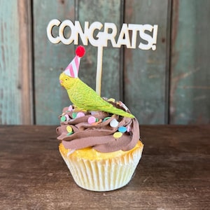 Wood Laser Cut Cake Topper | Congrats
