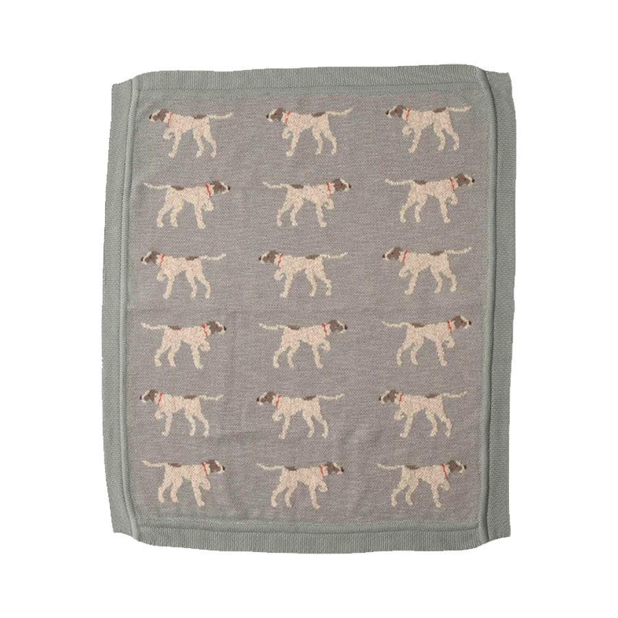 Cotton Knit Blue Grey White Wooly Hunting Dog Baby Blanket Etsy Canada