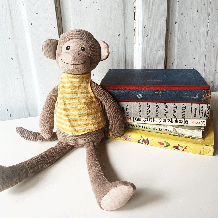 Monkey Plush The Childrens Place Brown Knit Striped Sweater Stuffed Animal  Toy