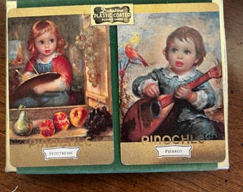 Pinochle Pierrot Peintresse Vintage speelkaarten Bridge Boxed Set Doll Art Card Deck