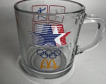 Vintage LA Olympische Spelen 1984 McDonalds glazen koffiemok beker USA