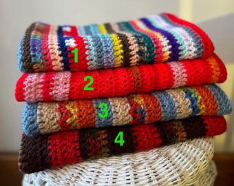 Manta afgana bohemia vintage multicolor hecha a mano de ganchillo multicolor