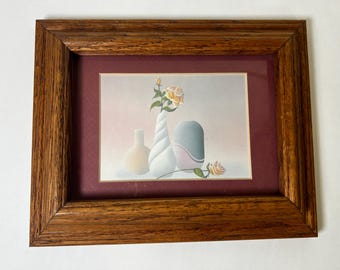 Jarrones decorativos con estampados vintage de los años 80 con flores pastel