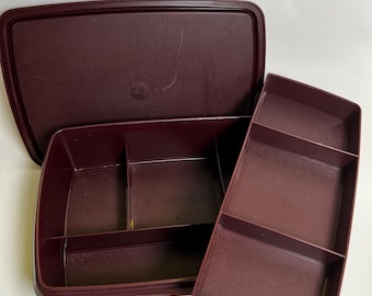 Tuppercraft bruine Tupperware opbergdoos vintage ambachtelijke opberger Stow N Go 3-delige opberger